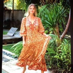 Amber Peasant Maxi Dress Paisley Print NWT